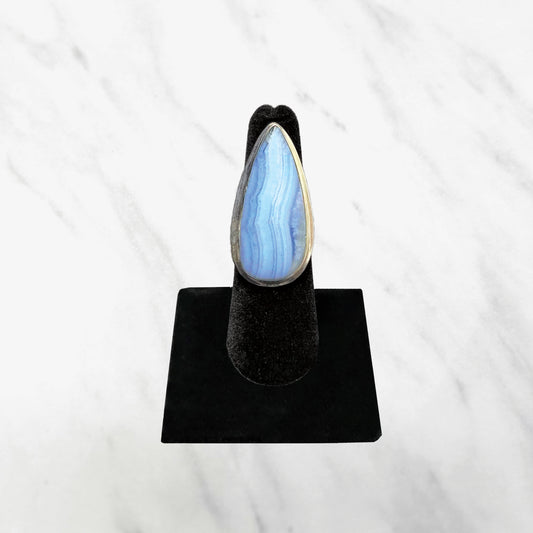 Sterling Silver Blue Lace Agate Ring- Calming | Clarity | Communication