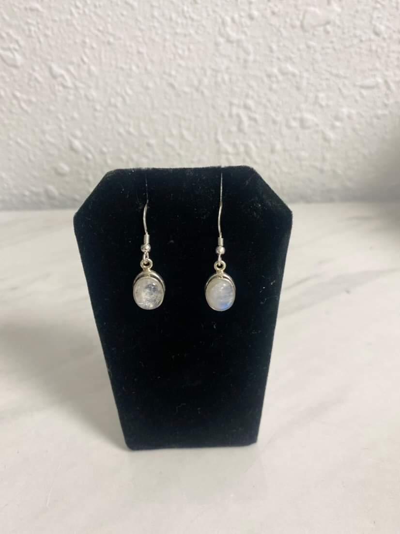 Sterling Silver Moonstone Earrings- Self discovery | Hormonal balance | Releases frustrations