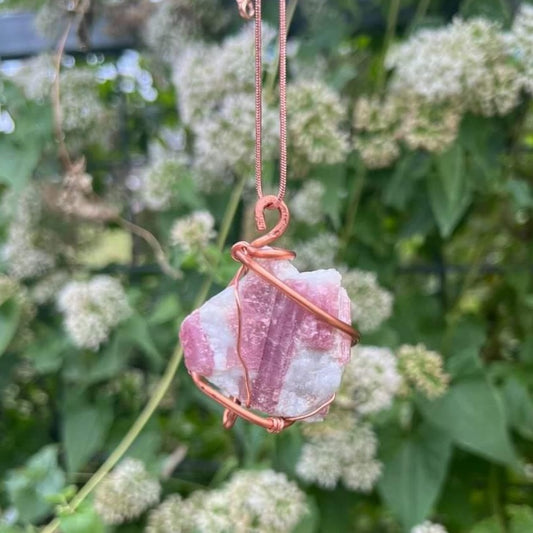 Copper Wrapped Pink Tourmaline