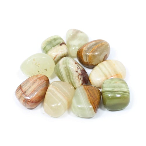 Marbled Green Onyx Tumbled Stone- Reduces Stress & Anxiety | Enhances Self Confidence | Improves Concentration