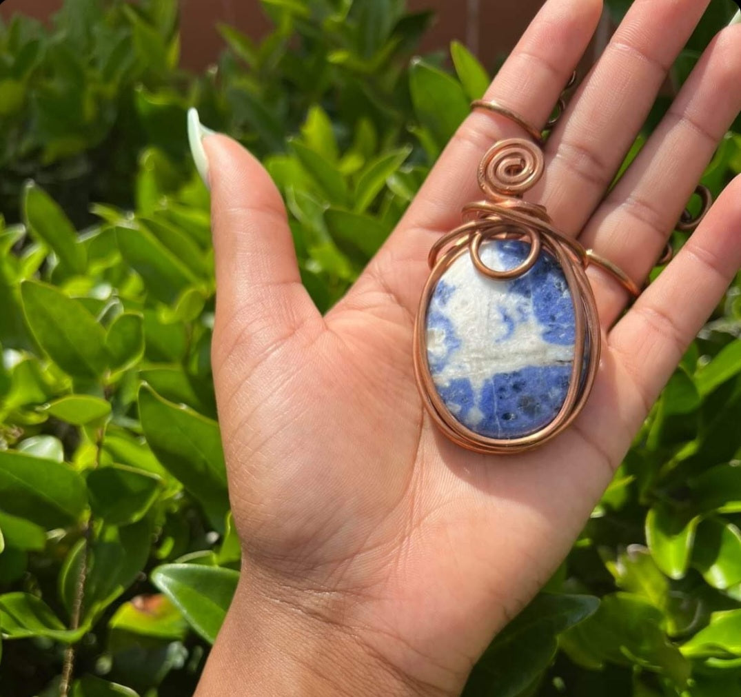 Sodalite Copper Wrapped Pendant - Truth | Blood Pressure | Hydration