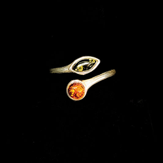 Sterling Silver Adjustable Amber Ring.-Amber-Increases energy levels|Personal evolution |Purifying