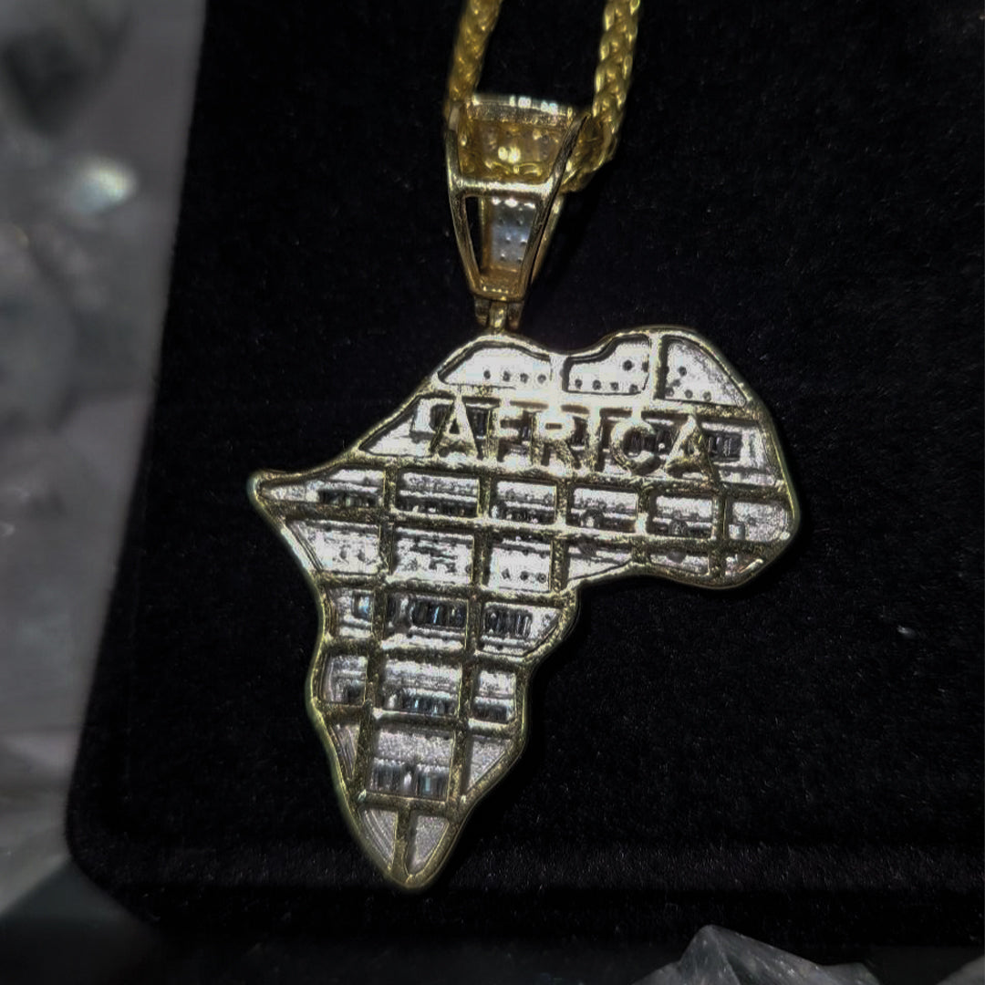 Diamond Africa Pendant Set In 10k Gold