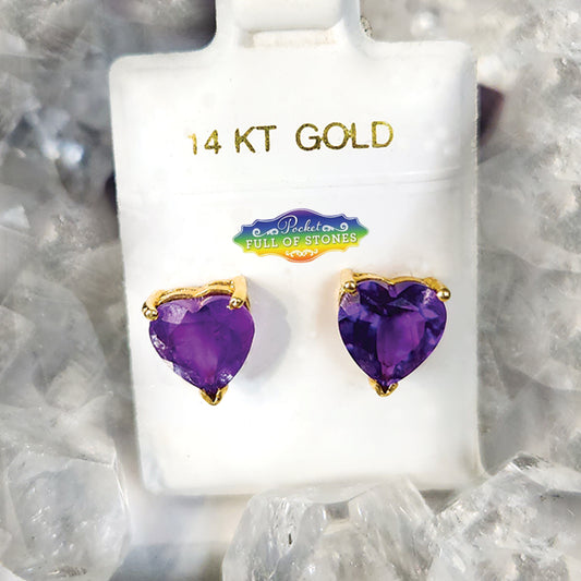 Amethyst Heart Shaped Earrings - Peace | Intuition | Harmony