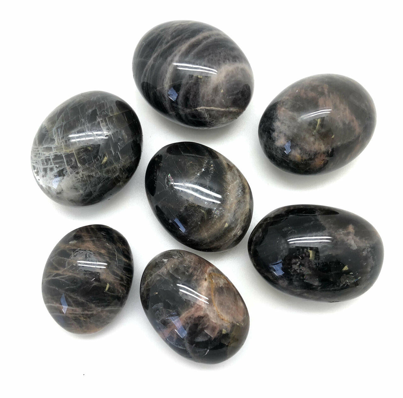 Black Moonstone Palm Stone- Promotes Creativity | Intuition | Grounding
