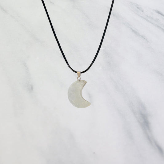 Clear Quartz Crescent Moon Pendant- Manifestation | Meditation | Evaluation