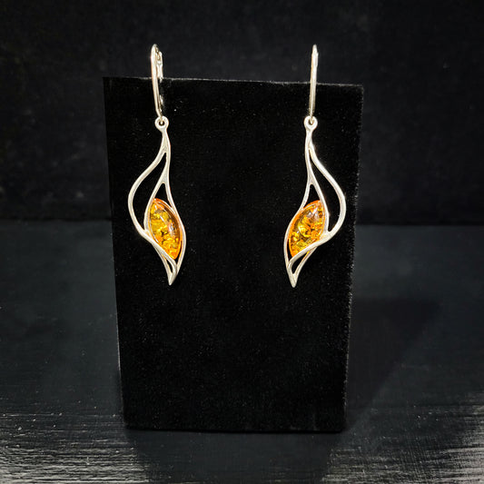 Sterling Silver Amber Earrings.. Amber-Increases energy levels |Personal evolution |Purifying