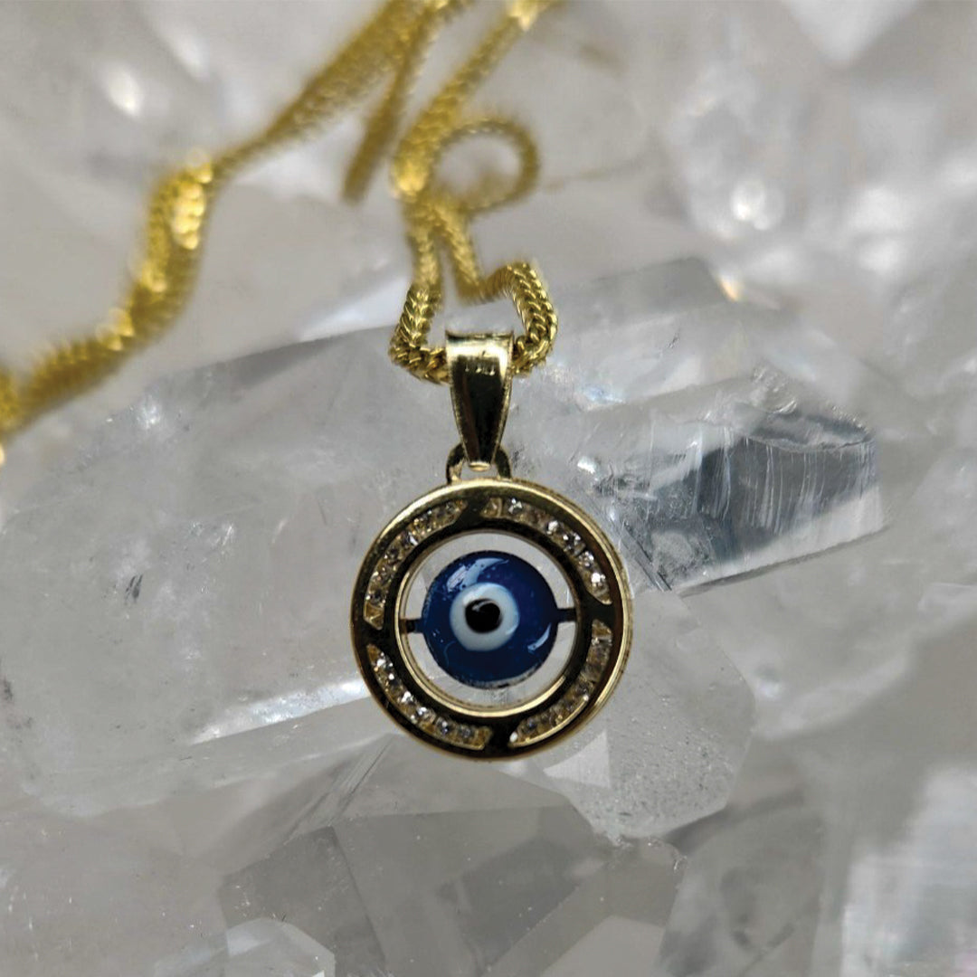 Evil Eye Pendant Set In 10k Gold