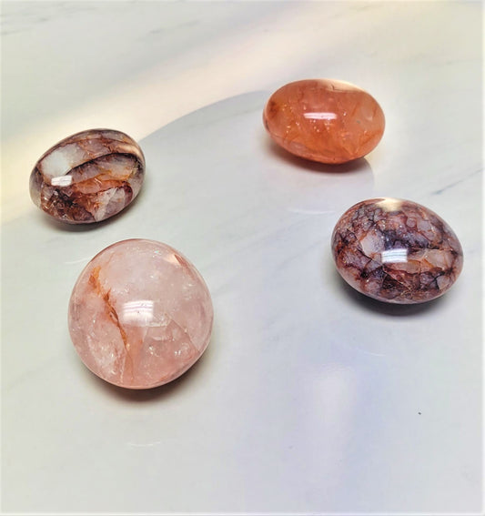 Fire Quartz Palm Stone- Enhances focus | Self Esteem | Balances Energy | Encourages Creative And Original Thinking