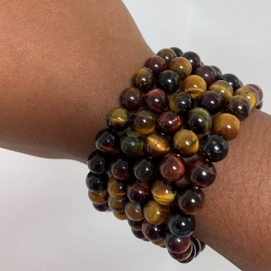 Yellow, Blue, & Red Tiger Eye Bracelet - Tiger Eye - Resilience | Protection | Balance