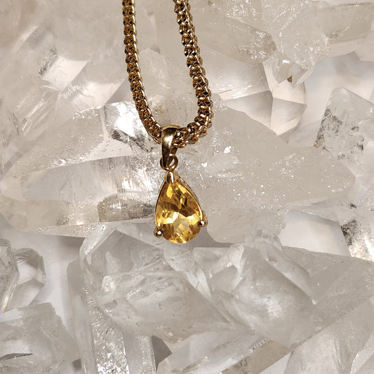 Citrine Tear Drop Pendant-Happiness | Positivity | Abundance