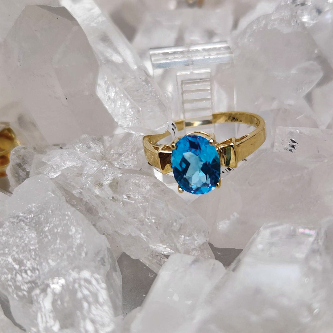Blue Topaz Ring Set In 14k Gold- Emotional balance | Clear communication | Increases focus