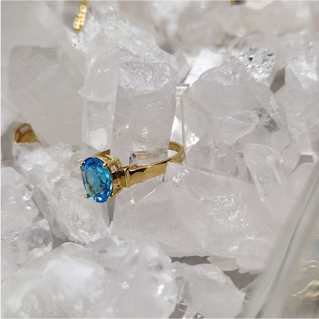 Blue Topaz Ring Set In 14k Gold- Emotional balance | Clear communication | Increases focus